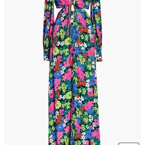 AFRM Dialli Cutout Long Sleeve Maxi in the "Neon Night Garden" worn once sz L